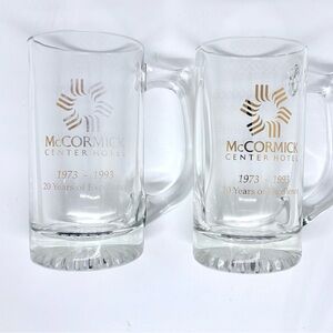 Vintage McCormick Center Hotel Chicago Glass Beer Mugs Set of 2 1993 Souvenir